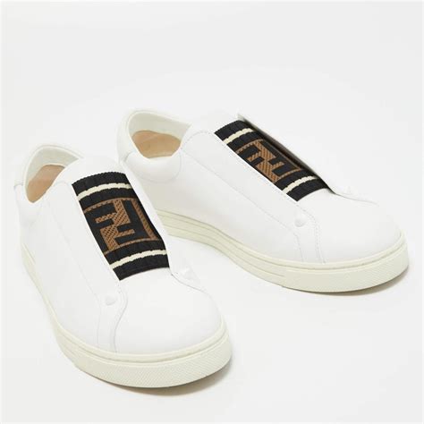 white fendi rockoko leather slip-on sneakers 650.00|Fendi Casual Shoes for Women for sale .